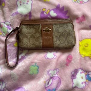 Coach Signature Brown Wristlet